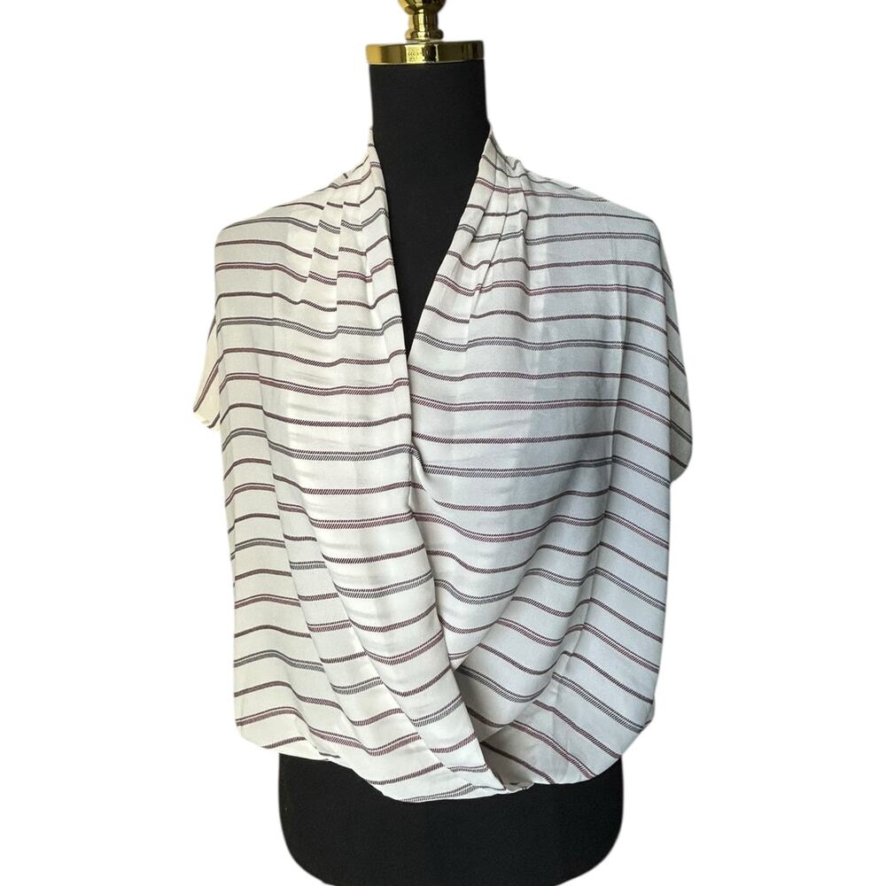 Ann Taylor Women’s White Striped Draped Top, Size XS, Workwear